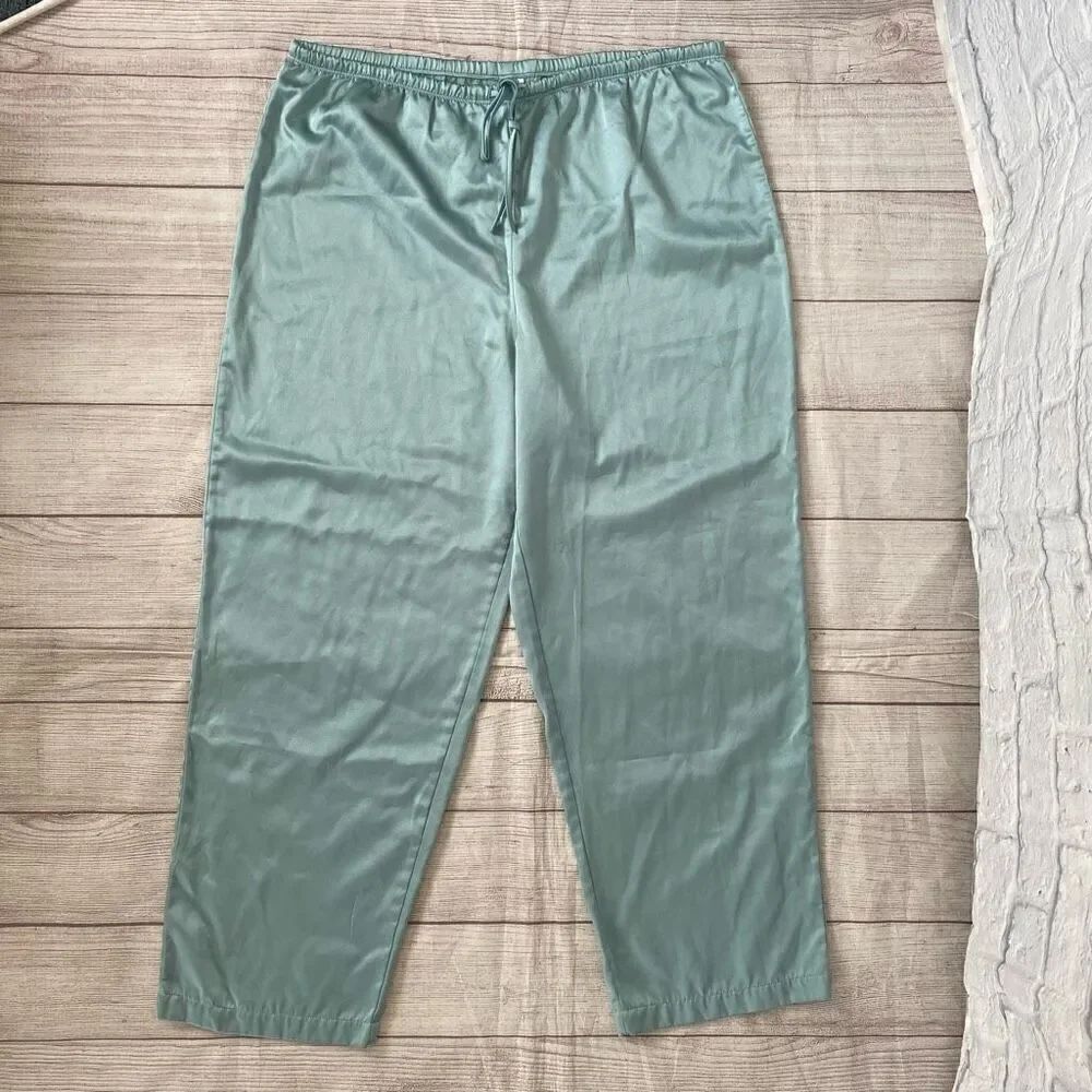 Satin pajama pants women L w/elastic waist and drawstring